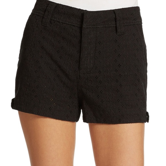 free people Pants - NWT FREE PEOPLE floral BLACK EYELET SHORTS SZ 4